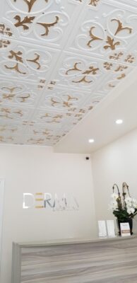 laser clinic installs ceiling tiles