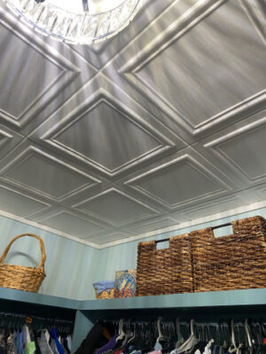 closet transformation with ceiling tiles