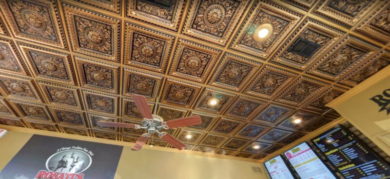 pizza parlour installs ceiling tiles