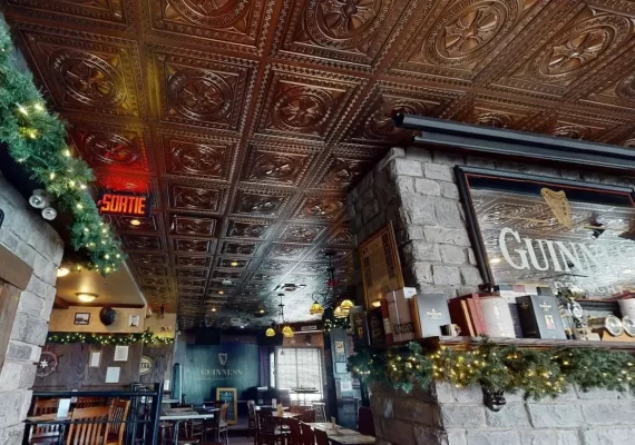 irish pub installs charming ceiling tiles