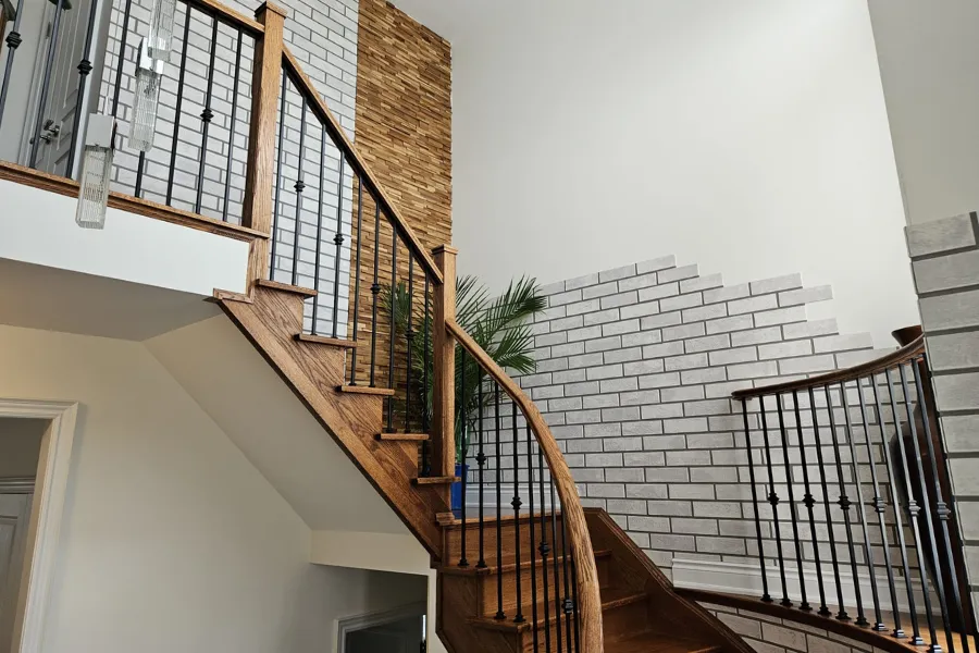 affordable home makeover with faux brick panels