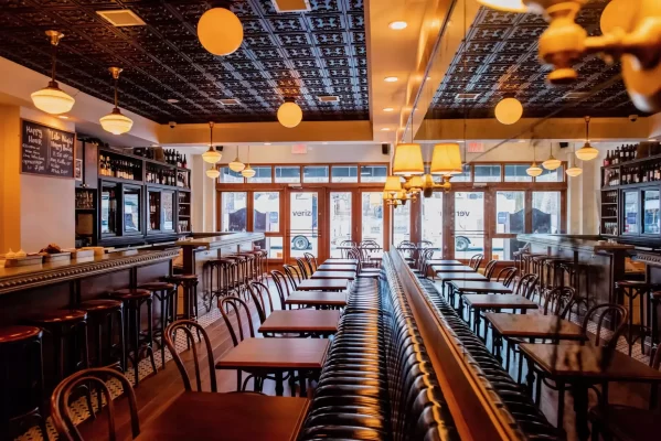 french wine bar installs ceiling tiles