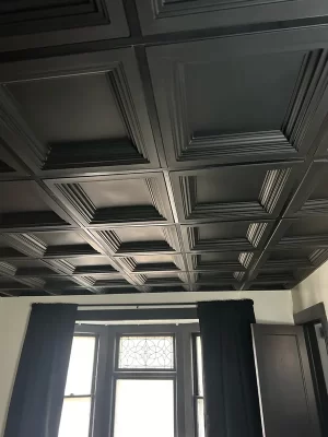 modern black ceiling tiles transform dining room