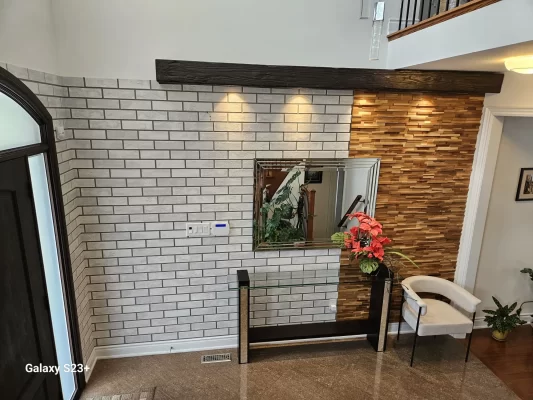 white faux brick installed in home