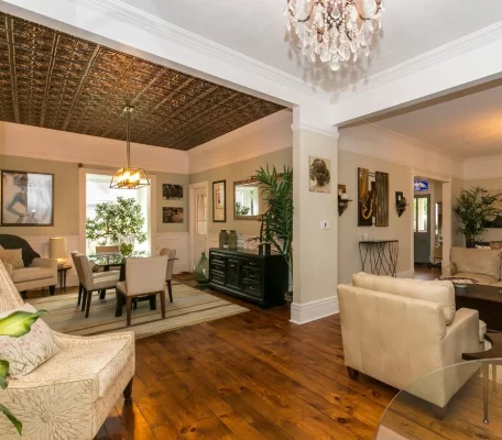 installing classic ceiling tiles in dining room