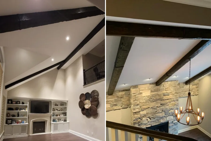 how faux wood beams elevate vaulted ceilings