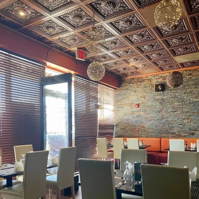 indian restaurant stuns with ceiling tiles