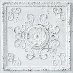 TD08 White Gold Antique Floral Tin Ceiling Tiles