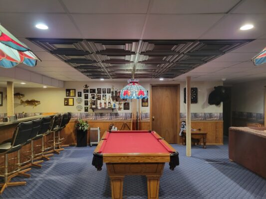 adding ceiling tiles over pool table