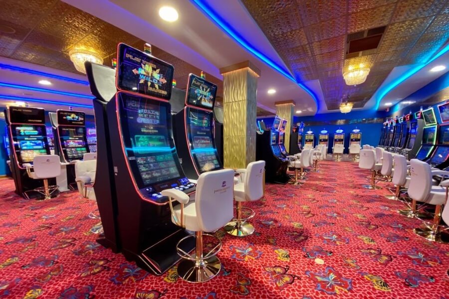Decorative faux tin ceiling tiles for casino interior design.