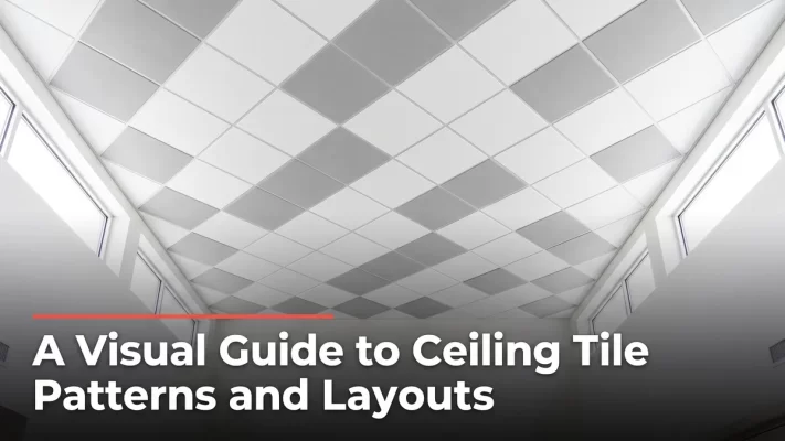 Decorative ceiling tile patterns and grid layout