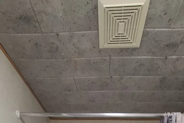 faux concrete ceiling planks shower area mobile home