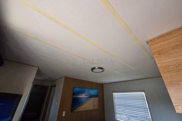 mobile home outdated ceiling before renovation muskoka