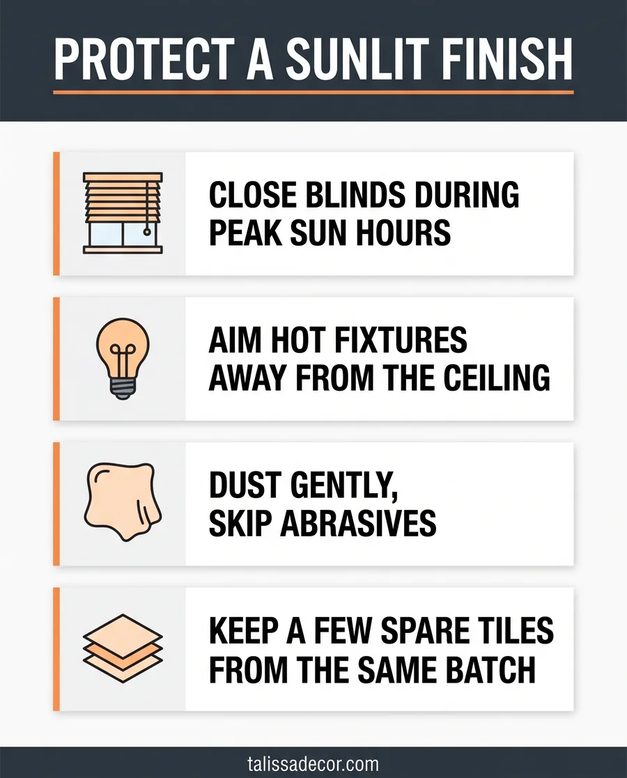 Four habits that help prevent fading on faux copper ceiling tiles