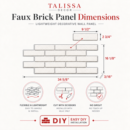 TALISSA Faux Brick Panel Dimensions Imperial